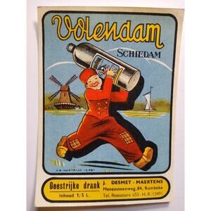 Volendam Geestrijke drank Bottle Label Schiedam Belgium Brewery Ephemera